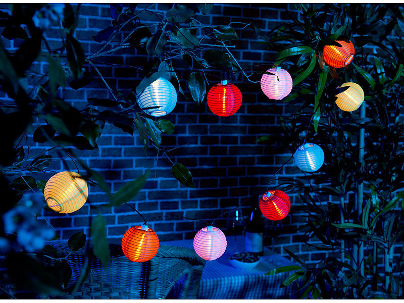 ; Lampionketten als Beleuchtungen für Licht bei Partys, Festen, Hochzeiten, Geburtstagen, Feiern 