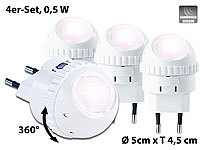 Lunartec Nachtlicht mit 360° ausrichtbarem Lichtkegel, Dämmerungssensor 4er-Set; LED-Batterieleuchten mit Bewegungsmelder 