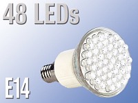 Lunartec LED-Strahler, 48 LEDs, kaltweiß, E14 (230V)