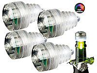 Lunartec Leuchtender Flaschenverschluss mit Farbwechsel-LED, 4er-Set; LED-Lichterdrähte, Solar LED Deko-Leuchten "Glasflasche" LED-Lichterdrähte, Solar LED Deko-Leuchten "Glasflasche" 