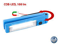 Lunartec Klappbare Arbeitsleuchte mit 16 COB-LEDs, 1 Watt, 100 Lumen, IPX4; LED-Batterieleuchten mit Bewegungsmelder LED-Batterieleuchten mit Bewegungsmelder 