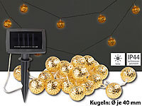 Lunartec Solar-LED-Lichterkette, 20 goldene Leuchtkugeln, warmweiß, IP44, 4 m