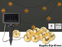 Lunartec Solar-LED-Lichterkette, 10 goldene Leuchtkugeln, warmweiß, IP44, 2 m
