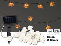 Lunartec Solar-LED-Lichterkette mit 20 weißen Rosen, warmweiß, IP44, 2 m