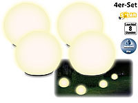 Lunartec 4er-Set Solar-Glas-Leuchtkugeln mit Dämmerungsautomatik, Ø 9 cm, weiß; LED-Solar-Wegeleuchten LED-Solar-Wegeleuchten LED-Solar-Wegeleuchten LED-Solar-Wegeleuchten 