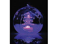 Lunartec Mundgeblasene LED-Glas-Ornamente in Kugelform, 2er-Set; Kabellose, dimmbare LED-Weihnachtsbaumkerzen mit Fernbedienung und Timer 