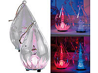 Lunartec Mundgeblasene LED-Glas-Ornamente in Tropfenform, 2er-Set
