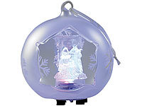 Lunartec Mundgeblasene LED-Milchglas-Ornamente in Kugelform, 2er-Set; Kabellose, dimmbare LED-Weihnachtsbaumkerzen mit Fernbedienung und Timer Kabellose, dimmbare LED-Weihnachtsbaumkerzen mit Fernbedienung und Timer 