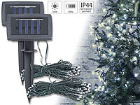 Lunartec 2er-Set Solar-LED-Lichterketten, 100 LEDs, Dämmerungssensor, 10 m; LED-Lichterketten für innen und außen LED-Lichterketten für innen und außen 