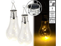 Lunartec 2er-Set Solar-LED-Lampe in Glühbirnen-Form, 3 warmweiße LEDs, 2 lm