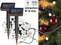 Lunartec 2er-Set Solar-LED-Lichterketten mit 102 weißen LEDs, 10 m, IP44; LED-Lichterketten für innen und außen LED-Lichterketten für innen und außen 
