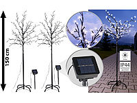 Lunartec 2er-Set Solar-LED-Lichterbäume, je 120 leuchtenden Blüten, Standfuß; LED-Solar-Wegeleuchten LED-Solar-Wegeleuchten 