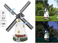 Lunartec Solar-Deko-Windmühle mit drehendem Windrad & LED-Licht, 8-Stunden-Akku; LED-Solar-Wegeleuchten 