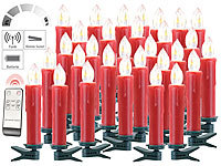 Lunartec FUNK-Weihnachtsbaum-LED-Kerzen mit Fernbedienung, 30er-Set, rot; Kabellose, dimmbare LED-Weihnachtsbaumkerzen mit Fernbedienung und Timer Kabellose, dimmbare LED-Weihnachtsbaumkerzen mit Fernbedienung und Timer 