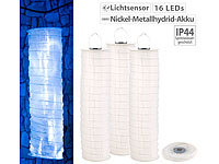 Lunartec 3er-Set Solar-Außen Lampionschlauch 16 LEDs, Dämmerungs-Sensor, IP44; LED-Solar-Wegeleuchten LED-Solar-Wegeleuchten 