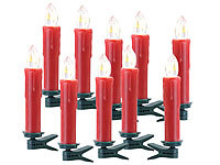 Lunartec 10er-Erweiterungs-Set FUNK-Weihnachtsbaum-LED-Kerzen, rot; Kabellose, dimmbare LED-Weihnachtsbaumkerzen mit Fernbedienung und Timer Kabellose, dimmbare LED-Weihnachtsbaumkerzen mit Fernbedienung und Timer 