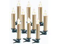 Lunartec 10er-Erweiterungs-Set FUNK-Weihnachtsbaum-LED-Kerzen, golden; Kabellose, dimmbare LED-Weihnachtsbaumkerzen mit Fernbedienung und Timer 