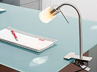 Lunartec Klemmleuchte mit Schwanenhals, G9 für max. 50 W; Schreibtischlampen Schreibtischlampen 
