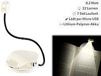 Lunartec LED-Leselicht zum Anklippen mit Akku für bis zu 7 Stunden Leuchtzeit
