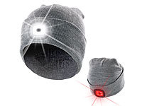 Lunartec Graue Strickmütze mit weißen (vorne) & roten (hinten) LEDs; Stirnlampen Stirnlampen Stirnlampen Stirnlampen 