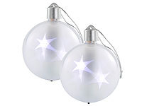 Lunartec 2er-Set LED-Weihnachtskugeln mit 3D-Effekt, weiß; LED Weihnachtsbaumkugeln LED Weihnachtsbaumkugeln 