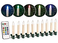 Lunartec RGB Weihnachtsbaumkerzen mit IR-Fernbedienung, 10er-Set; Kabellose, dimmbare LED-Weihnachtsbaumkerzen mit Fernbedienung und Timer 