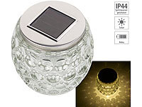 Lunartec Solar-LED-Windlicht aus Glas, mit tollem Lichtmuster, IP44, Ø 10 cm; LED-Solar-Lichterketten (warmweiß) LED-Solar-Lichterketten (warmweiß) LED-Solar-Lichterketten (warmweiß) LED-Solar-Lichterketten (warmweiß) 