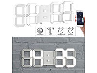 Lunartec Dimmbare LED-Tisch & Wanduhr, Temperatur-Anzeige, Wecker, App, 37 cm; LED-Funk-Wanduhren mit Temperaturanzeigen, 3D-Wand- und Tischuhren mit 7-Segment-LED-Anzeigen LED-Funk-Wanduhren mit Temperaturanzeigen, 3D-Wand- und Tischuhren mit 7-Segment-LED-Anzeigen LED-Funk-Wanduhren mit Temperaturanzeigen, 3D-Wand- und Tischuhren mit 7-Segment-LED-Anzeigen LED-Funk-Wanduhren mit Temperaturanzeigen, 3D-Wand- und Tischuhren mit 7-Segment-LED-Anzeigen 