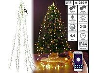 Lunartec WLAN-Tannenbaum-Überwurf-Lichterkette mit App, 6 Girlanden, 240 LEDs; Kabellose, dimmbare LED-Weihnachtsbaumkerzen mit Fernbedienung und Timer Kabellose, dimmbare LED-Weihnachtsbaumkerzen mit Fernbedienung und Timer Kabellose, dimmbare LED-Weihnachtsbaumkerzen mit Fernbedienung und Timer Kabellose, dimmbare LED-Weihnachtsbaumkerzen mit Fernbedienung und Timer 