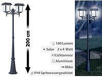 Lunartec 2-flammige Solar-LED-Gartenlaterne, 140 lm, 2x 4-Watt-Solarpanel, IP44; LED-Solar-Wegeleuchten LED-Solar-Wegeleuchten 