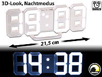 Lunartec Große Digital-LED-Tisch & Wanduhr, 7 Segmente, dimmbar, Wecker, 21 cm; LED-Funk-Wanduhren mit Temperaturanzeigen 