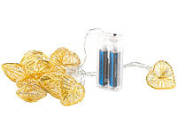 Lunartec Herz-Lichterkette gold; LED-Solar-Lichterketten (warmweiß), LED-Lichterketten für innen und außen 