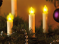 Lunartec LED-Weihnachtsbaum-Lichterkette, 20 LED-Kerzen IP44 (Outdoor); Kabellose, dimmbare LED-Weihnachtsbaumkerzen mit Fernbedienung und Timer 