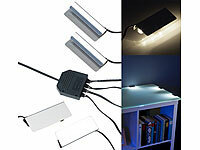 Lunartec LED-Glasbodenbeleuchtung, 4 Klammern mit 12 tageslichtweißen LEDs; LED-Lichtbänder LED-Lichtbänder LED-Lichtbänder LED-Lichtbänder 
