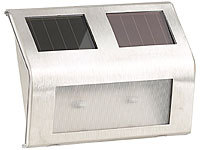 Lunartec Solar-Wandleuchte für den Außenbereich, Edelstahl, 16 lm, 0,24 W; LED-Solar-Wegeleuchten LED-Solar-Wegeleuchten 