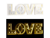Lunartec LED-Schriftzug "LOVE" aus Holz & Spiegeln mit Timer & Batteriebetrieb