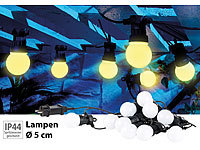 Lunartec Party-LED-Lichterkette m. 10 LED-Birnen, 3 Watt, IP44, warmweiß, 4,5 m; LED-Solar-Lichterketten (warmweiß), LED-Lichterketten für innen und außen LED-Solar-Lichterketten (warmweiß), LED-Lichterketten für innen und außen 