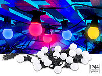 Lunartec Party-LED-Lichterkette m. 20 LED-Birnen, 6 Watt, IP44, 4-farbig, 9,5 m; LED-Solar-Lichterketten (warmweiß), LED-Lichterketten für innen und außen LED-Solar-Lichterketten (warmweiß), LED-Lichterketten für innen und außen LED-Solar-Lichterketten (warmweiß), LED-Lichterketten für innen und außen 