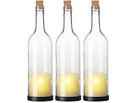 Lunartec 3er-Set Deko-Glasflasche mit LED-Kerze und beweglicher Flamme, Timer; Winter-Deko-Glasflaschen mit LED-Echtwachskerzen Winter-Deko-Glasflaschen mit LED-Echtwachskerzen Winter-Deko-Glasflaschen mit LED-Echtwachskerzen Winter-Deko-Glasflaschen mit LED-Echtwachskerzen 