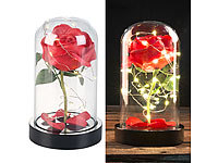 Lunartec Edle Kunst-Rose mit LED-Beleuchtung in Echtglas-Kuppel, rot; LED-Solar-Lichterketten (warmweiß) LED-Solar-Lichterketten (warmweiß) LED-Solar-Lichterketten (warmweiß) LED-Solar-Lichterketten (warmweiß) 