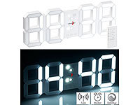 Lunartec Funk-LED-Tisch & Wanduhr, großen Ziffern, Wecker, dimmbar, 45 cm; LED-Funk-Wanduhren mit Temperaturanzeigen, 3D-Wand- und Tischuhren mit 7-Segment-LED-Anzeigen LED-Funk-Wanduhren mit Temperaturanzeigen, 3D-Wand- und Tischuhren mit 7-Segment-LED-Anzeigen LED-Funk-Wanduhren mit Temperaturanzeigen, 3D-Wand- und Tischuhren mit 7-Segment-LED-Anzeigen LED-Funk-Wanduhren mit Temperaturanzeigen, 3D-Wand- und Tischuhren mit 7-Segment-LED-Anzeigen 