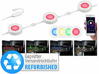 Lunartec 3er-Set WLAN-Unterbau-LEDs, RGB+W, Versandrückläufer; LED-Batterieleuchten mit Bewegungsmelder LED-Batterieleuchten mit Bewegungsmelder 