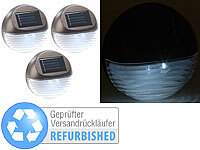 Lunartec 3er-Set Solar-LED-Zaunleuchte für Hauswand & Treppe, Versandrückläufer; LED-Solar-Wegeleuchten LED-Solar-Wegeleuchten 