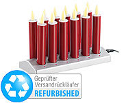 Lunartec 12 LED-Akku-Kerzen mit Edelstahl-Haltern, rot (Versandrückläufer); Kabellose, dimmbare LED-Weihnachtsbaumkerzen mit Fernbedienung und Timer 