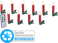 Lunartec 10er-Set LED-Weihnachtsbaum-Kerzen Versandrückläufer; LED-Lichterketten für innen und außen, Kabellose LED-Weihnachtsbaumkerzen mit Fernbedienung LED-Lichterketten für innen und außen, Kabellose LED-Weihnachtsbaumkerzen mit Fernbedienung 