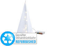 Lunartec Weihnachtsdeko "Pyramide" Versandrückläufer; Solar-Windlichter mit Farbwechsel und Dämmerungssensor, Mehrfarbige LED-Dekoleuchten mit auswechselbaren Motiven 