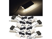 Lunartec 4er-Set LED-Glasbodenbeleuchtungen, 16 Klammern mit 48 LEDs; LED-Lichtbänder LED-Lichtbänder LED-Lichtbänder 