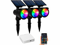 Lunartec 3er-Set RGB-CCT-LED-Spot mit Bluetooth,inkl.Gateway, Versandrückläufer; LED-Solar-Lichterketten (warmweiß) 
