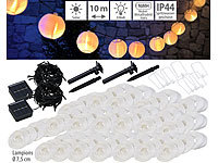 Lunartec 2er-Set Solar-LED-Lichterketten, warmweiß, je 50 weiße Lampions, IP44