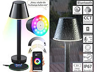 Lunartec Smarte Outdoor-Tischlampe, RGB-CCT-LEDs, App, Bluetooth, 40 lm, IP67; Schreibtischlampen, LED-Tischlampen mit PIR-Sensoren Schreibtischlampen, LED-Tischlampen mit PIR-Sensoren Schreibtischlampen, LED-Tischlampen mit PIR-Sensoren Schreibtischlampen, LED-Tischlampen mit PIR-Sensoren 